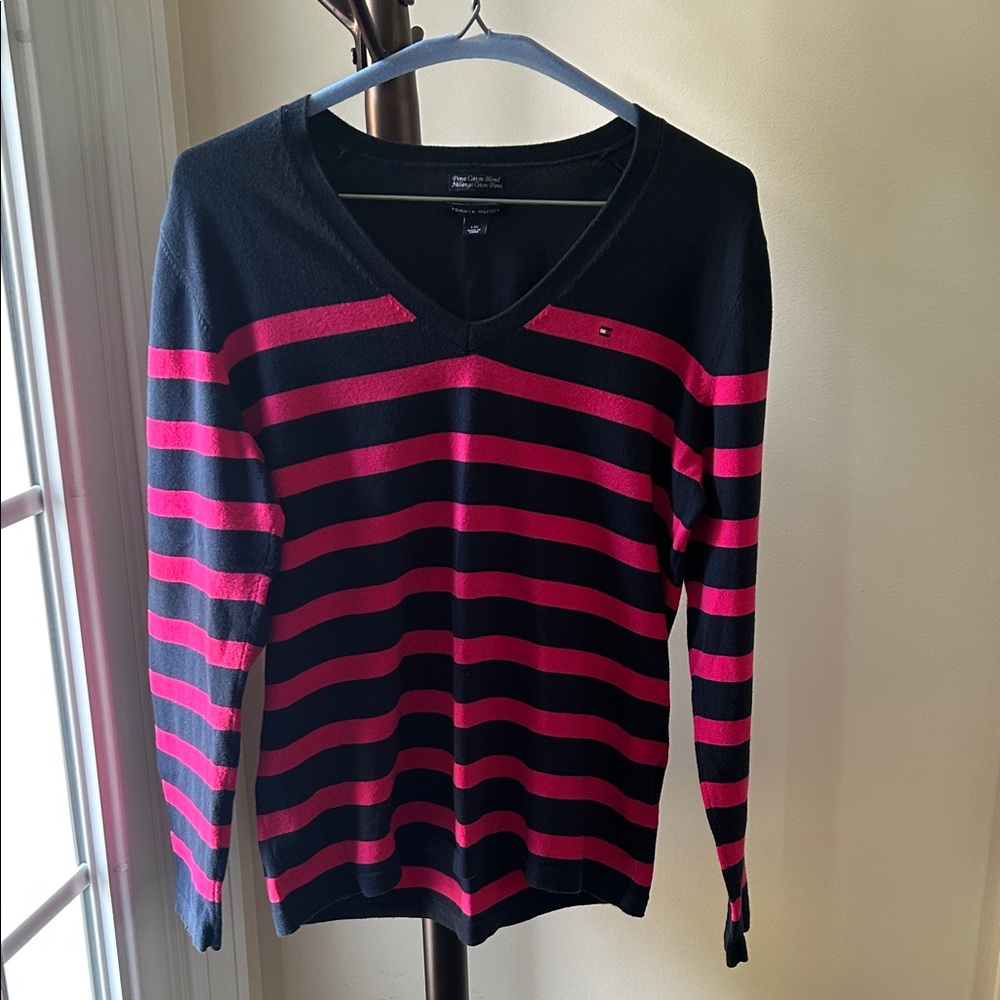 Tommy Hilfiger Striped Pima Cotton Blend Sweater